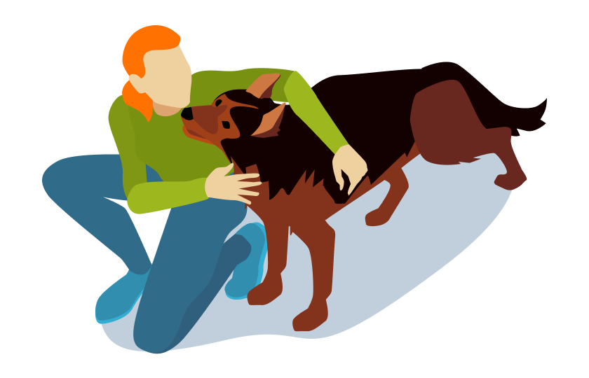 安心してペットを抱きしめる飼い主のイメージ